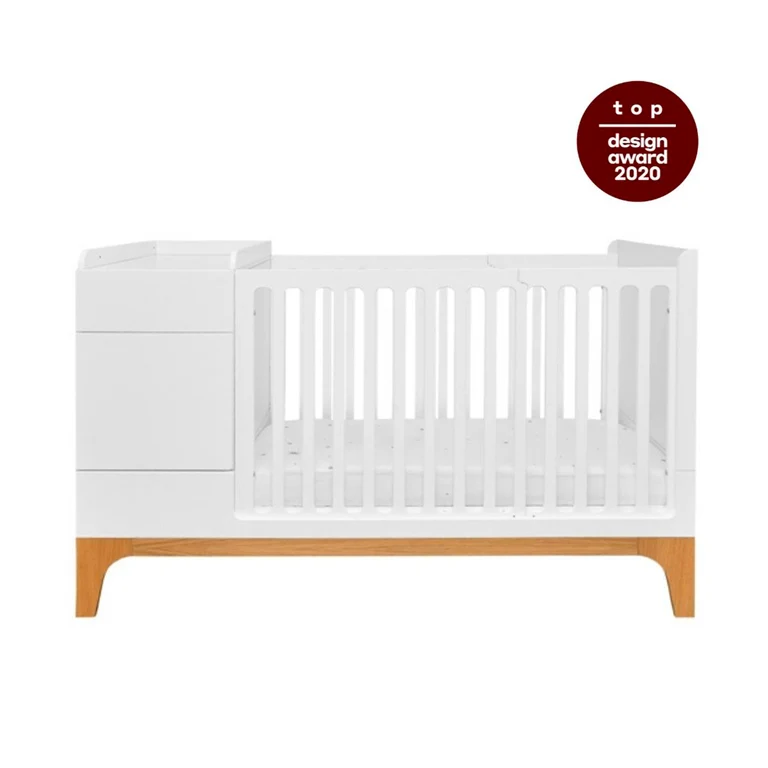 Lit combiné évolutif 70x120 en 70x160 Bellamy UP Blanc et bois