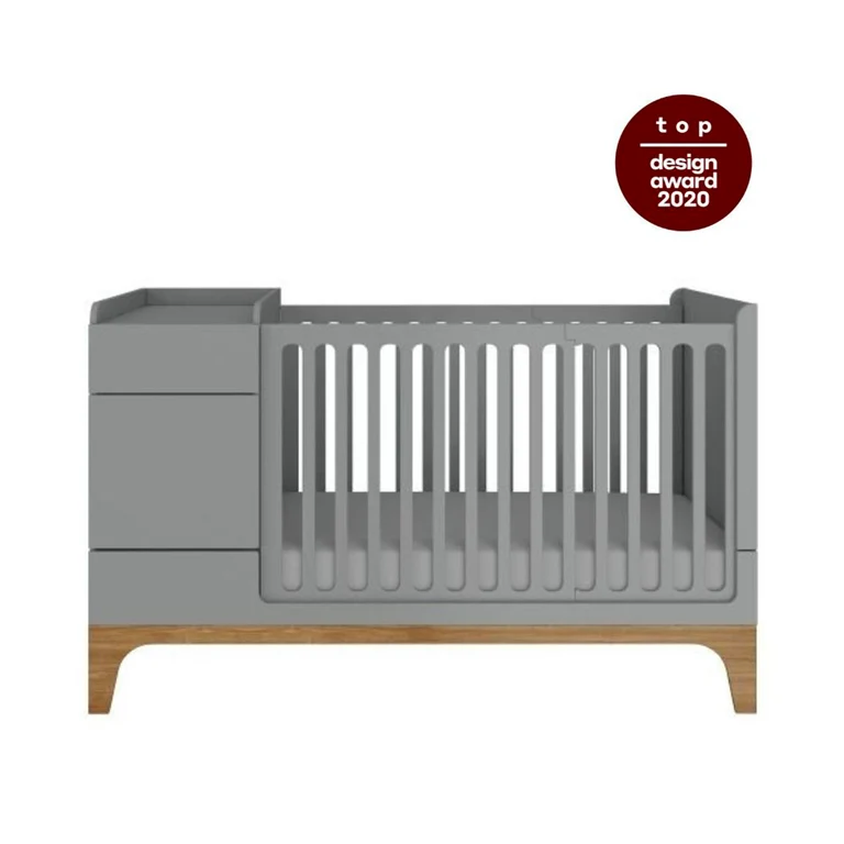Lit combiné évolutif 70x120 en 70x160 Bellamy UP Gris et bois