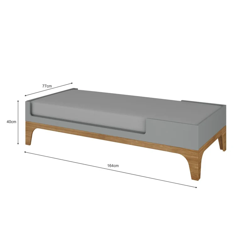 Lit combiné évolutif 70x120 en 70x160 Bellamy UP Gris et bois