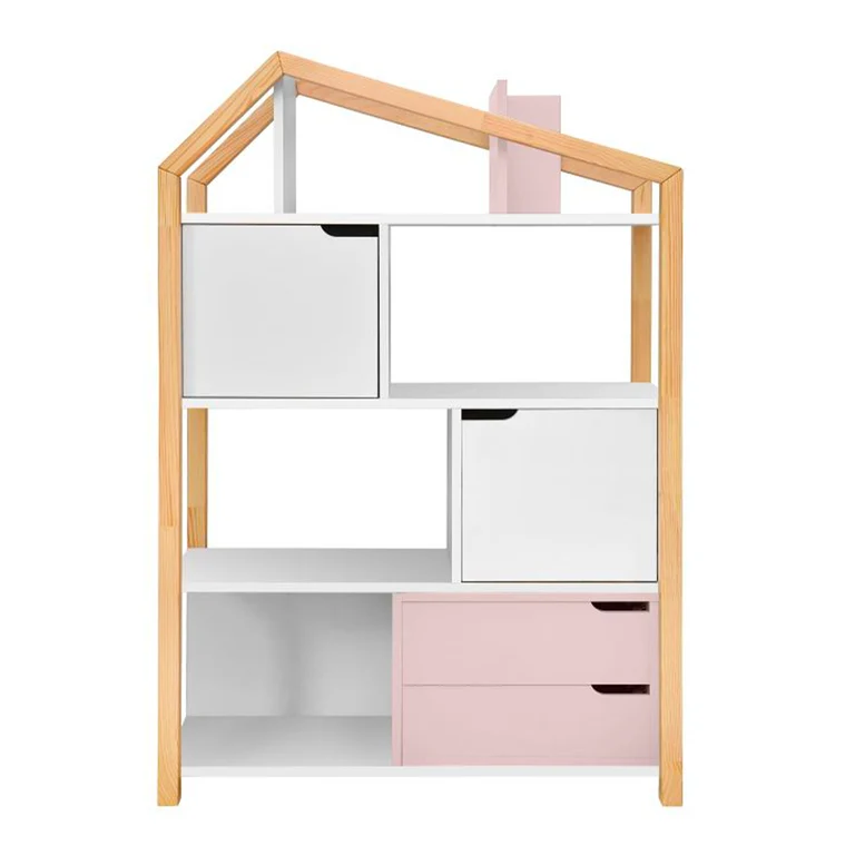 Bibliothèque maison Bellamy Phoebe Rose et blanc