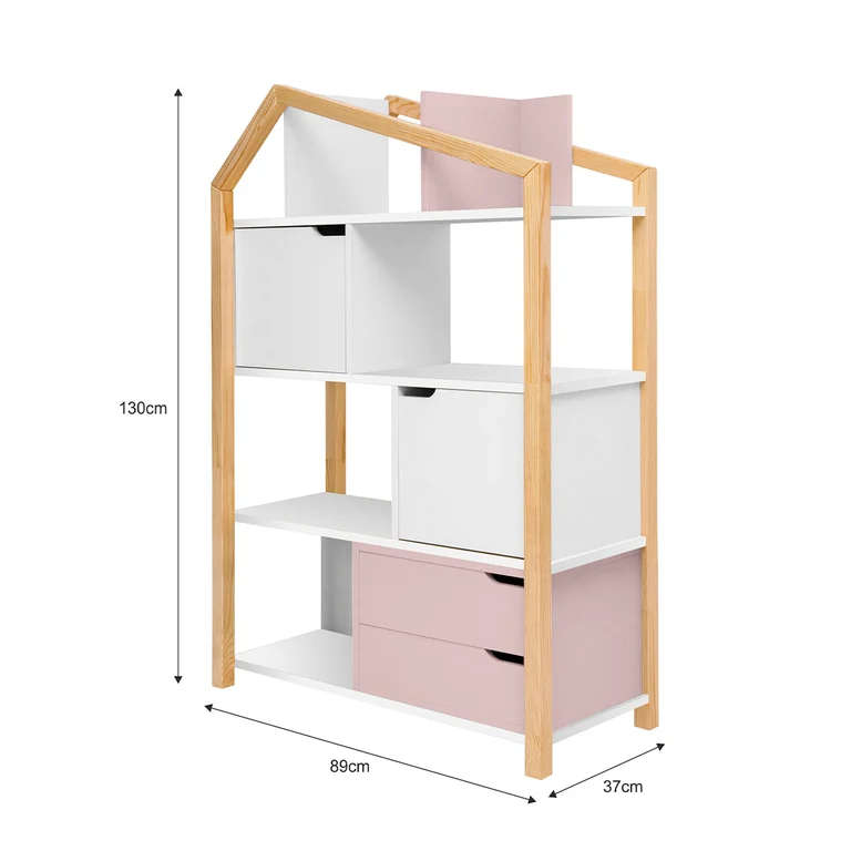 Bibliothèque maison Bellamy Phoebe Rose et blanc