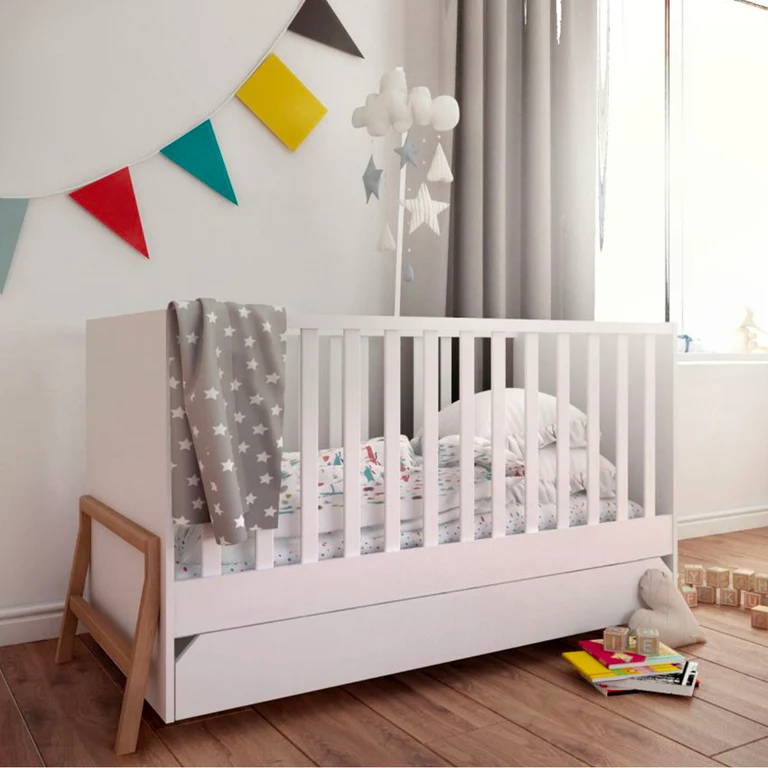 Lit évolutif 70x140 tiroir inclus Bellamy Lotta Blanc