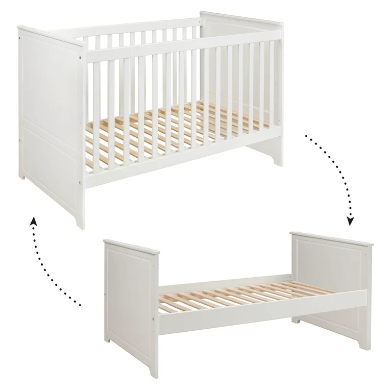 Lit évolutif 70x140 et commode 3 tiroirs Bellamy Marylou Blanc