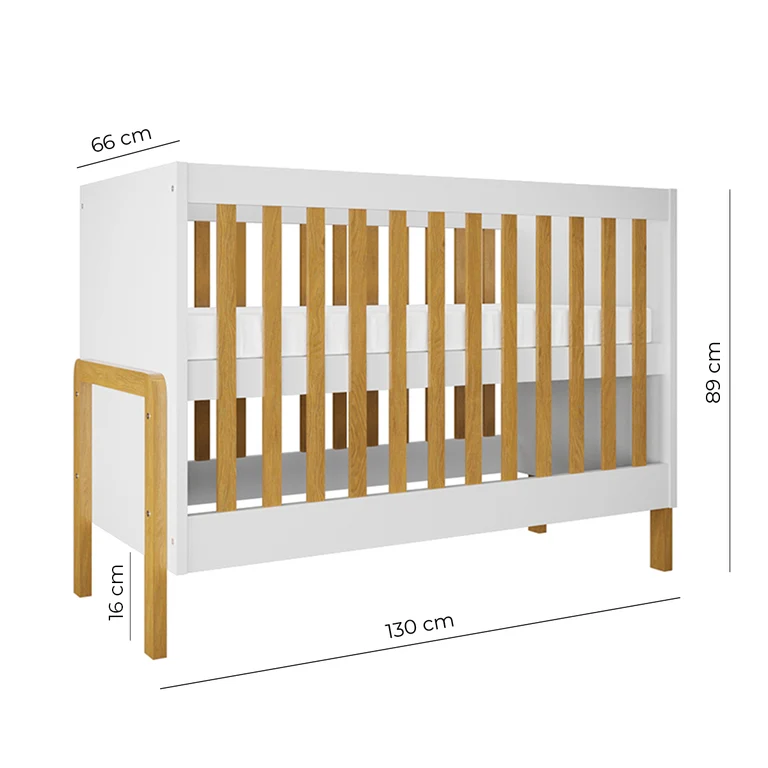 Lit bébé 60x120 Kocot Kids Victor - Blanc et Chêne