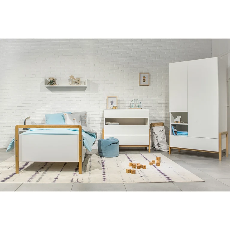 Commode 3 tiroirs 1 niche Kocot Kids Victor - Blanc et Chêne