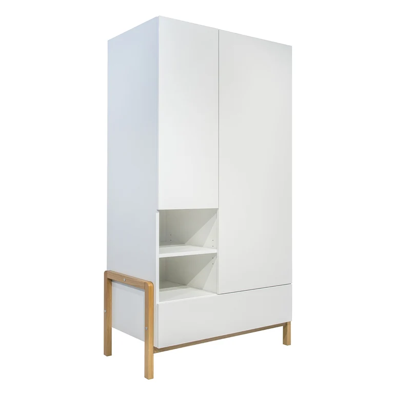 Chambre complète lit bébé 60x120 commode 3 tiroirs et armoire 2 portes Kocot Kids Victor - Blanc et Chêne