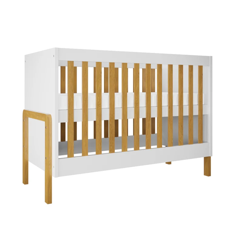 Lit bébé 60x120 et armoire 2 portes Kocot Kids Victor - Blanc et Chêne