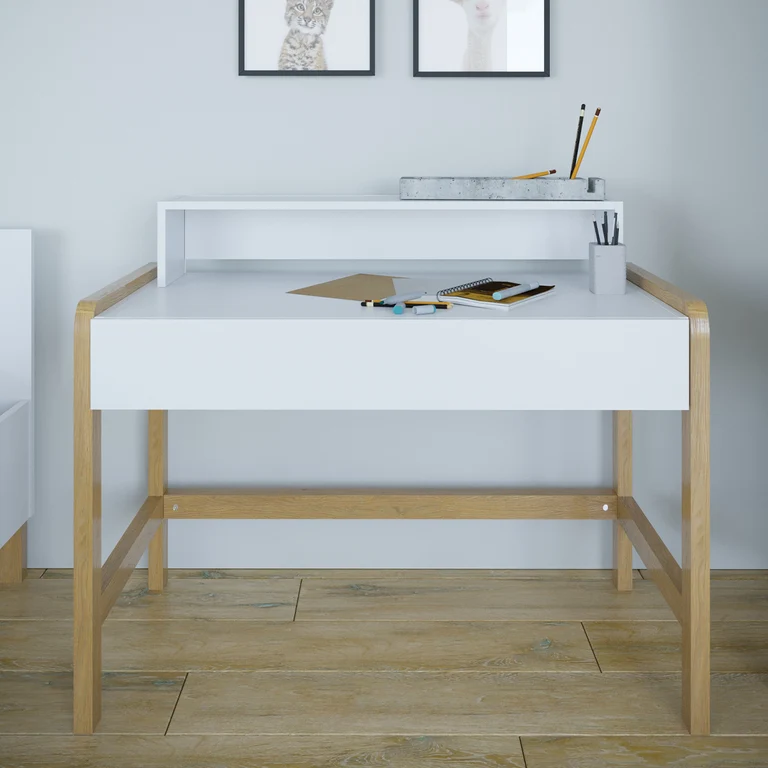 Bureau 1 tiroir Kocot Kids Victor - Blanc et Chêne