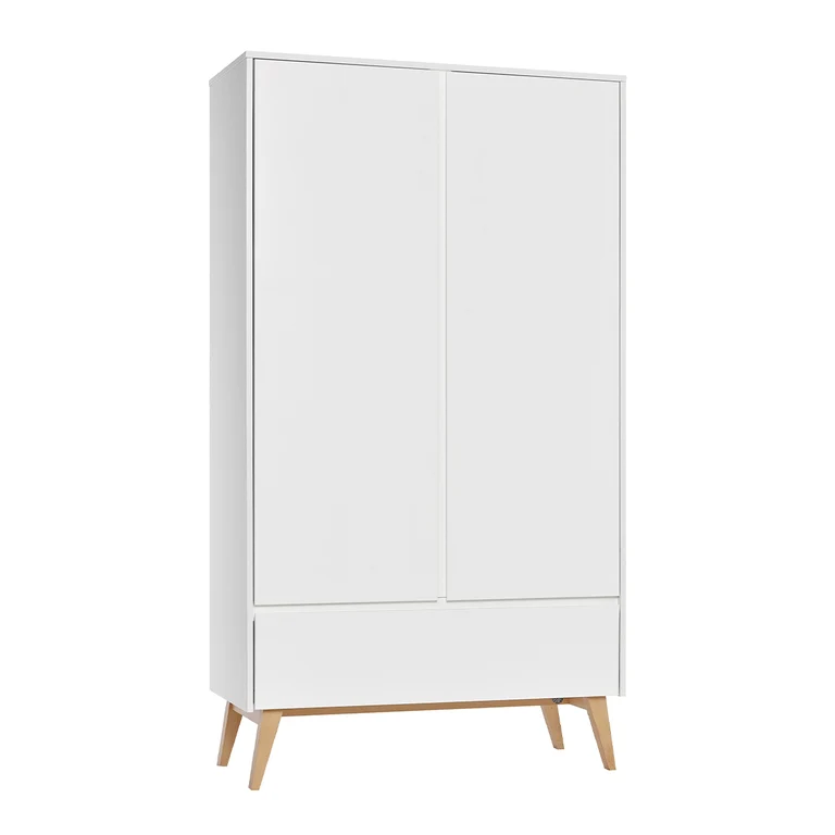 Commode 3 tiroirs et armoire 2 portes Pinio Swing - Blanc et bois