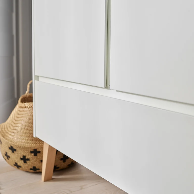 Commode 3 tiroirs et armoire 2 portes Pinio Swing - Blanc et bois