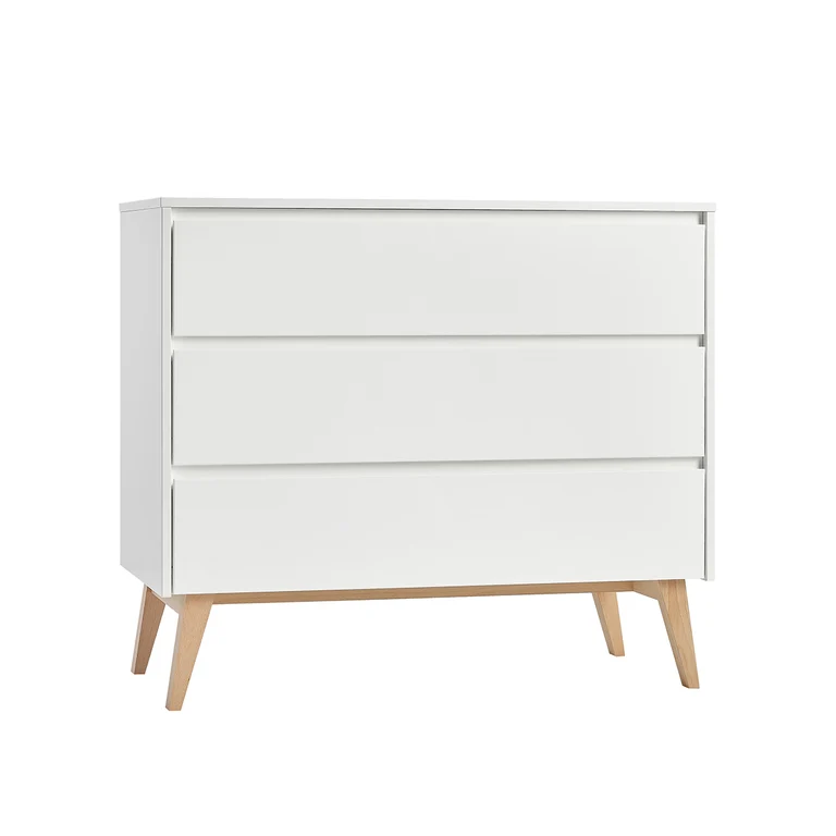 Chambre complète lit évolutif 60x120 commode à langer et armoire 2 portes Pinio Swing - Blanc et bois