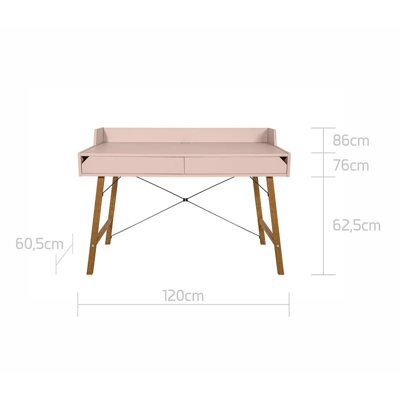 Bureau 2 tiroirs Bellamy Lotta - Rose