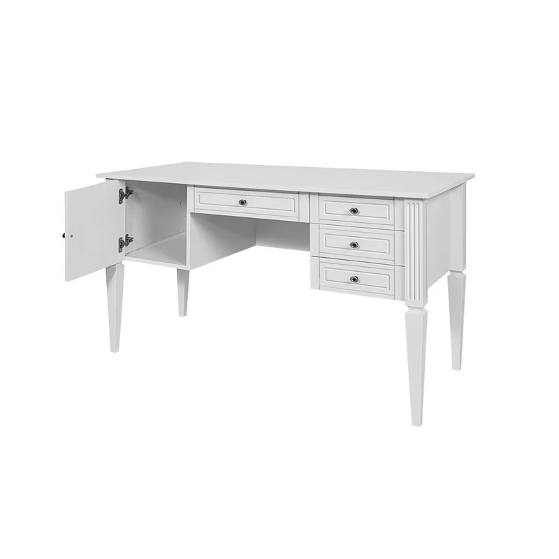 Bureau 4 tiroirs 1 porte Bellamy Ines - Blanc