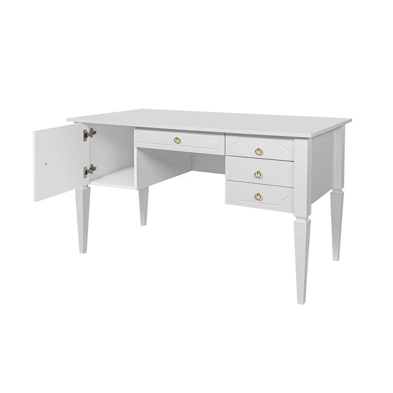 Bureau 4 tiroirs 1 porte Bellamy Royal - Blanc
