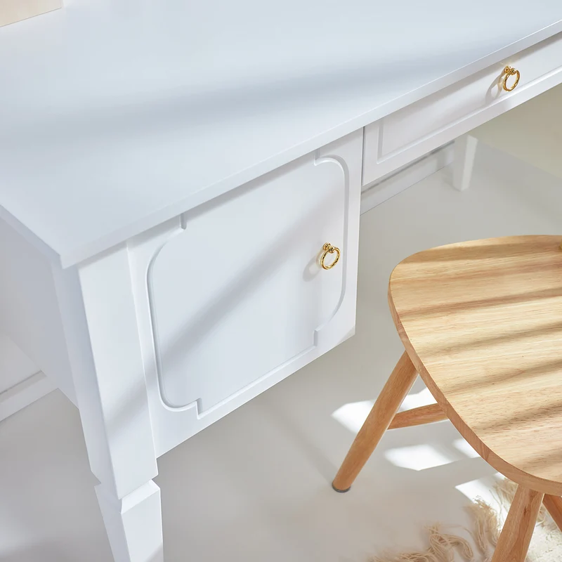 Bureau 4 tiroirs 1 porte Bellamy Royal - Blanc