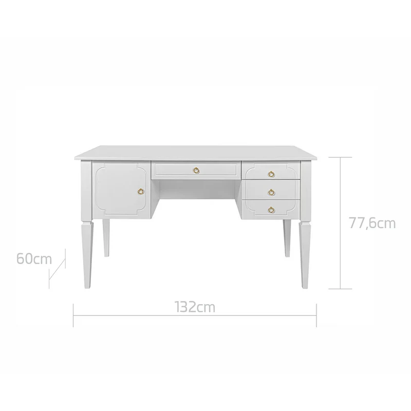 Bureau 4 tiroirs 1 porte Bellamy Royal - Blanc