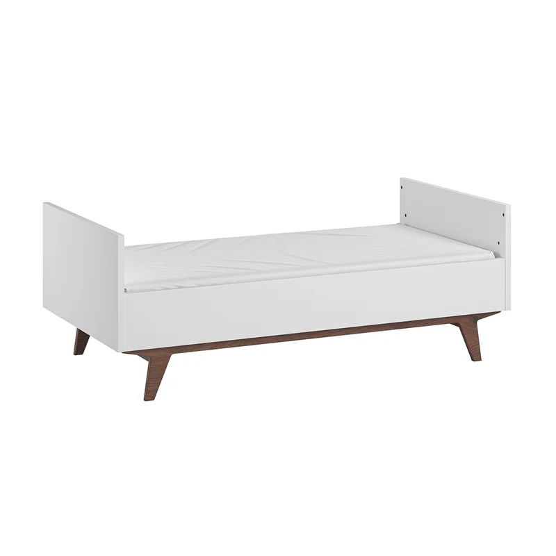 Lit évolutif 70x140 et armoire 2 portes 1 tiroir Vox Mid - Blanc et bois