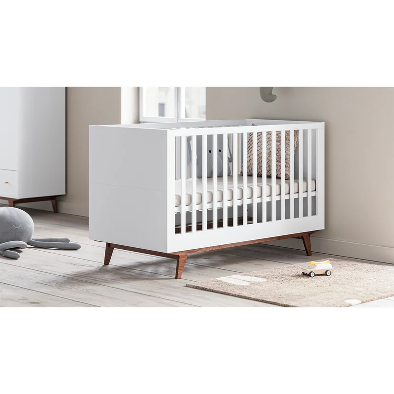 Lit évolutif 70x140 et armoire 2 portes 1 tiroir Vox Mid - Blanc et bois