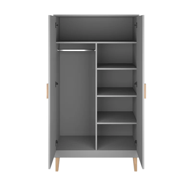 Chambre complète lit bébé 60x120, commode et armoire Kocot Kids Kubi - Gris