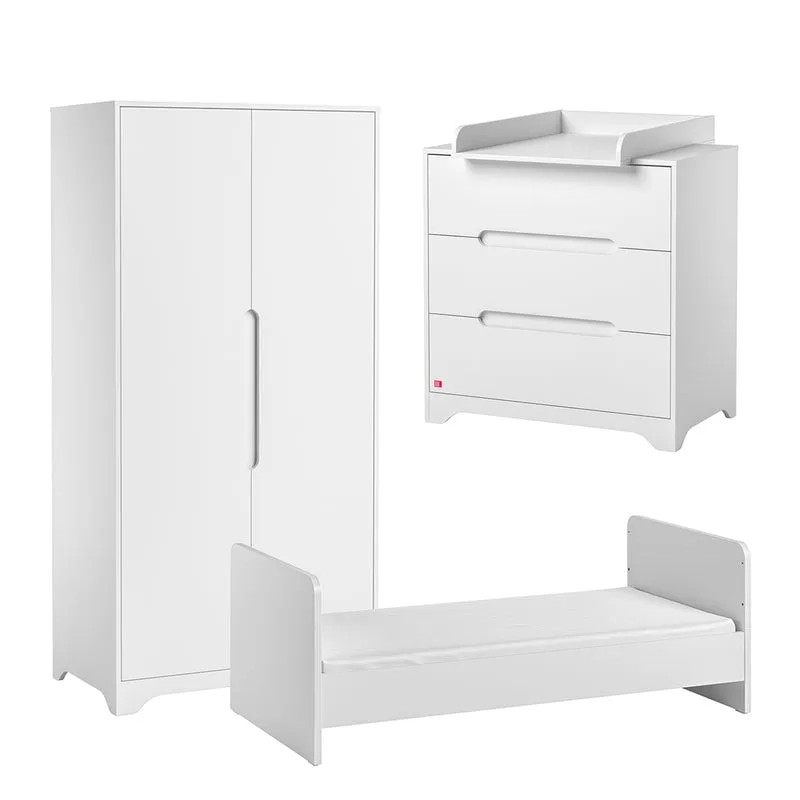 Chambre complète lit évolutif 70x140 commode à langer et armoire 2 portes Vox Ova Blanc