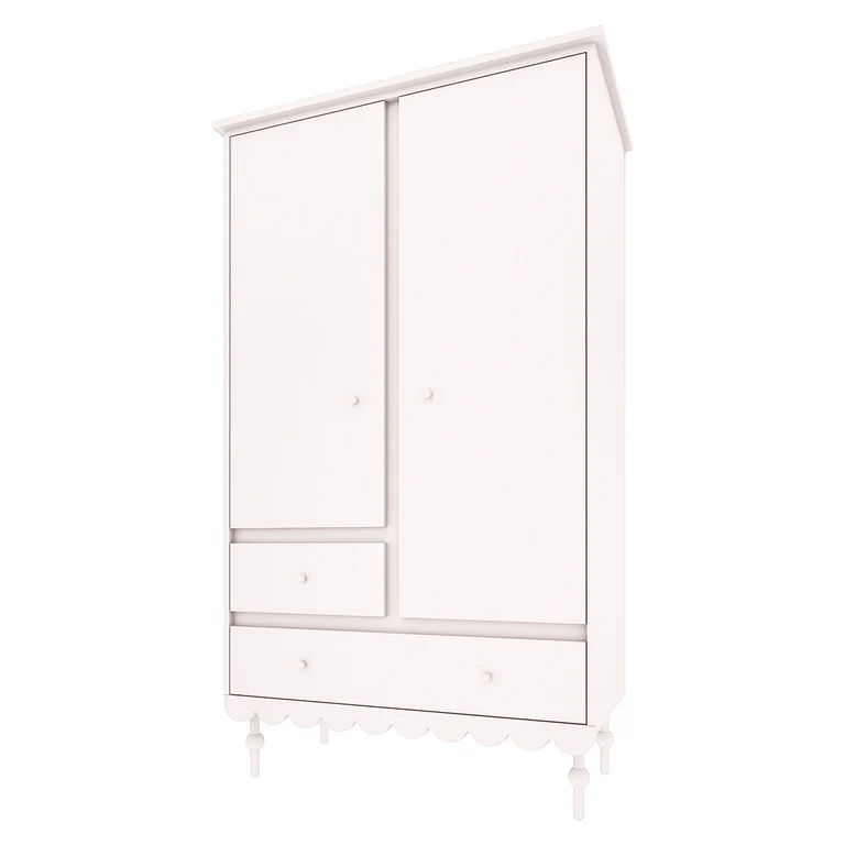 Chambre complète lit évolutif 70x140 commode à langer et armoire 2 portes Wood Luck Babushka Blanc