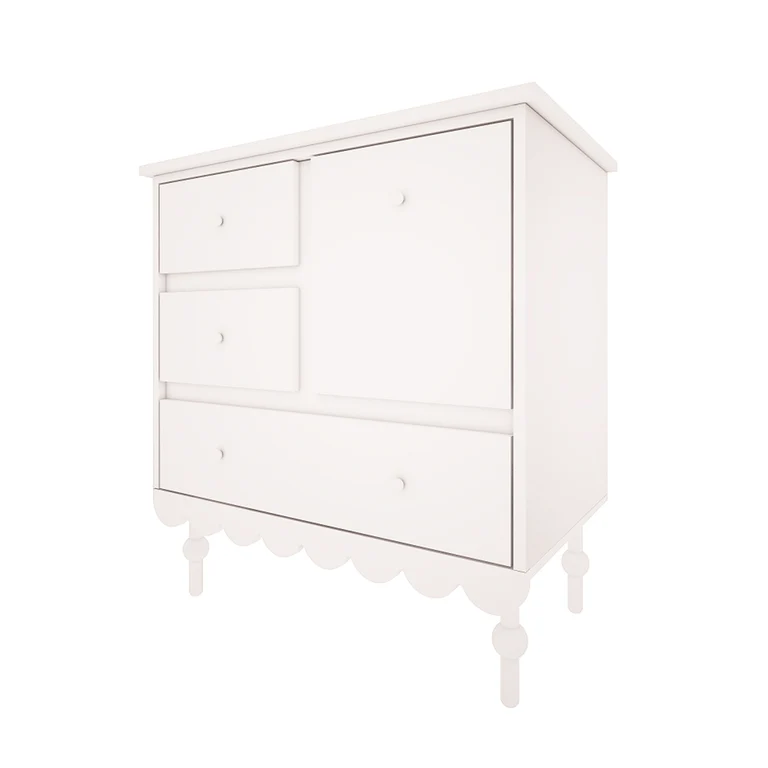Lit évolutif 70x140 et commode 3 tiroirs Wood Luck Babushka Blanc