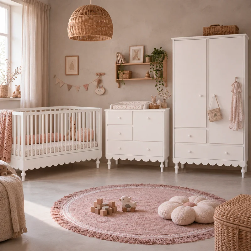 Lit évolutif 70x140 et armoire 2 portes Wood Luck Babushka Blanc