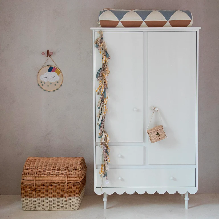 Commode 3 tiroirs et armoire 2 portes Wood Luck Babushka Blanc