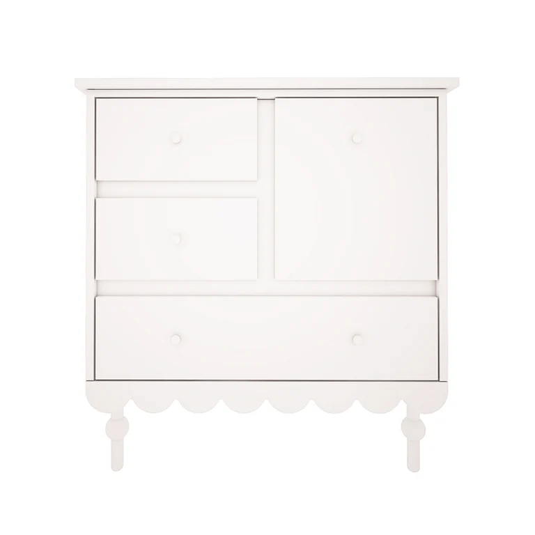 Commode 3 tiroirs 1 porte Wood Luck Babushka Blanc