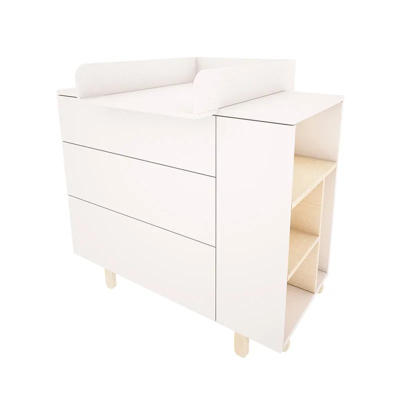 Chambre complète lit évolutif 70x140 commode à langer et armoire 2 portes Wood Luck Romy - Blanc