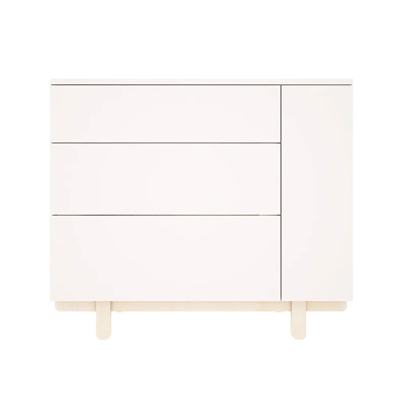 Commode 3 tiroirs et armoire 2 portes Wood Luck Romy - Blanc