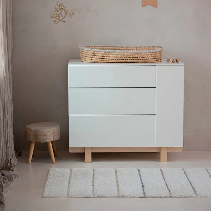 Commode 3 tiroirs et armoire 2 portes Wood Luck Romy - Blanc