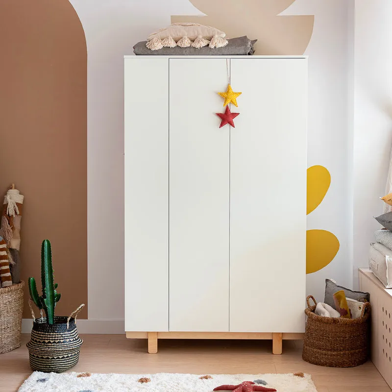 Commode 3 tiroirs et armoire 2 portes Wood Luck Romy - Blanc