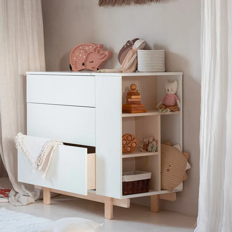 Commode 3 tiroirs Wood Luck Romy - Blanc