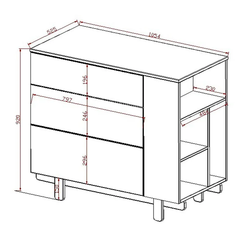 Commode 3 tiroirs Wood Luck Romy - Cachemire