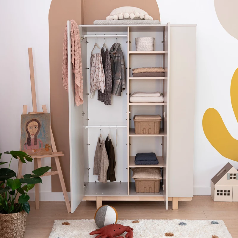 Lit évolutif 70x140 et armoire 2 portes Wood Luck Romy - Cachemire