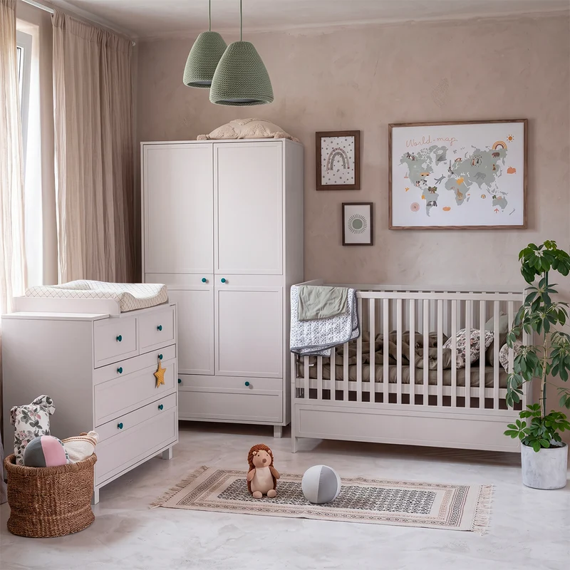 Lit évolutif 70x140 et commode 4 tiroirs Wood Luck Gabriel - Cachemire