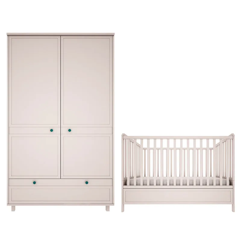 Lit évolutif 70x140 et armoire 2 portes Wood Luck Gabriel - Cachemire