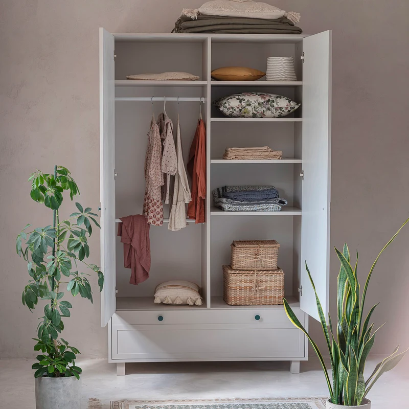Lit évolutif 70x140 et armoire 2 portes Wood Luck Gabriel - Cachemire