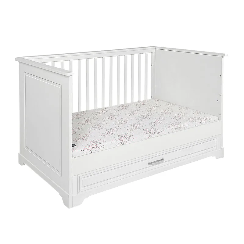 Chambre complète lit évolutif 70x140 commode à langer et armoire 2 portes Novelies Melody Blanc