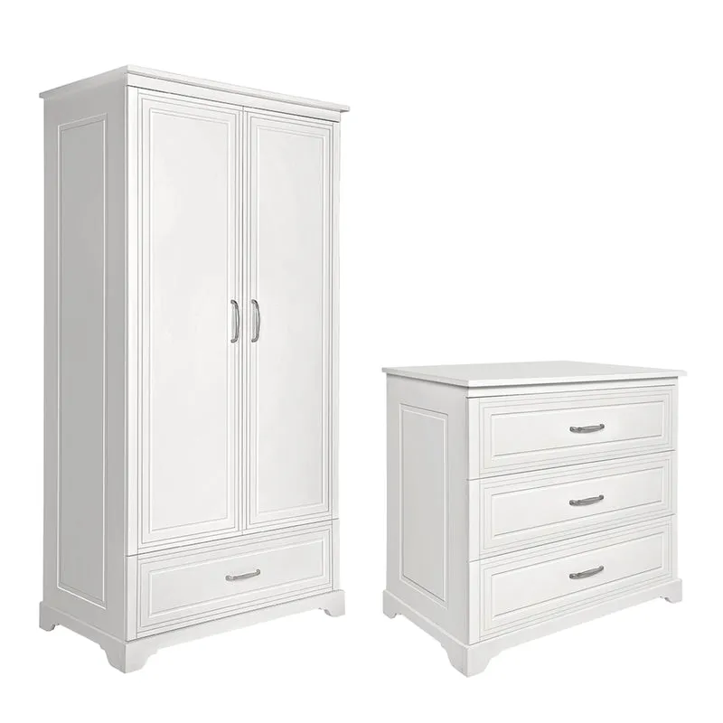 Commode 3 tiroirs et armoire 2 portes Novelies Melody Blanc