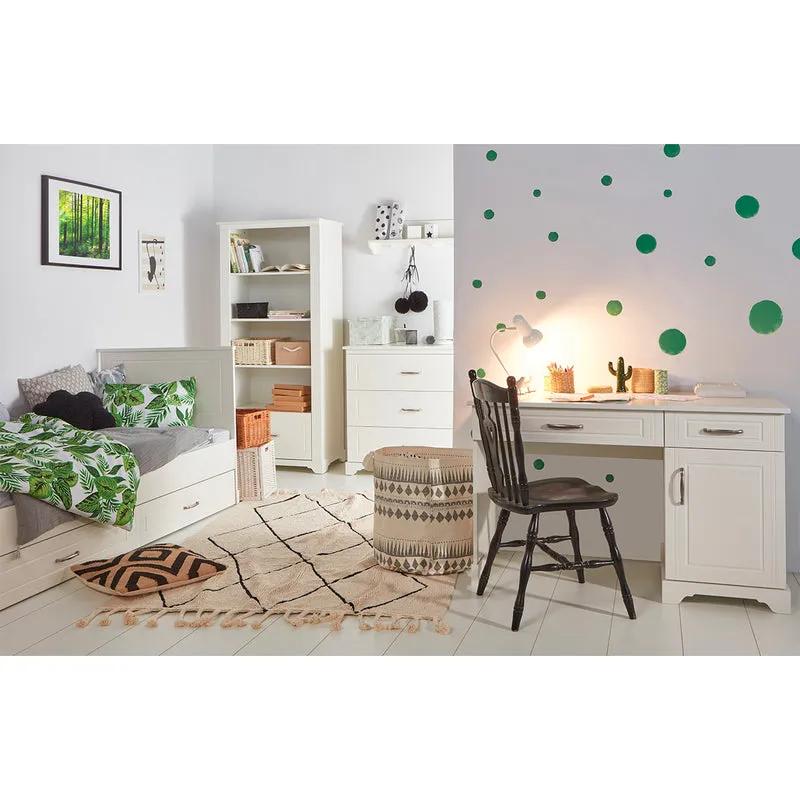 Bureau 2 tiroirs 1 porte Novelies Melody Blanc