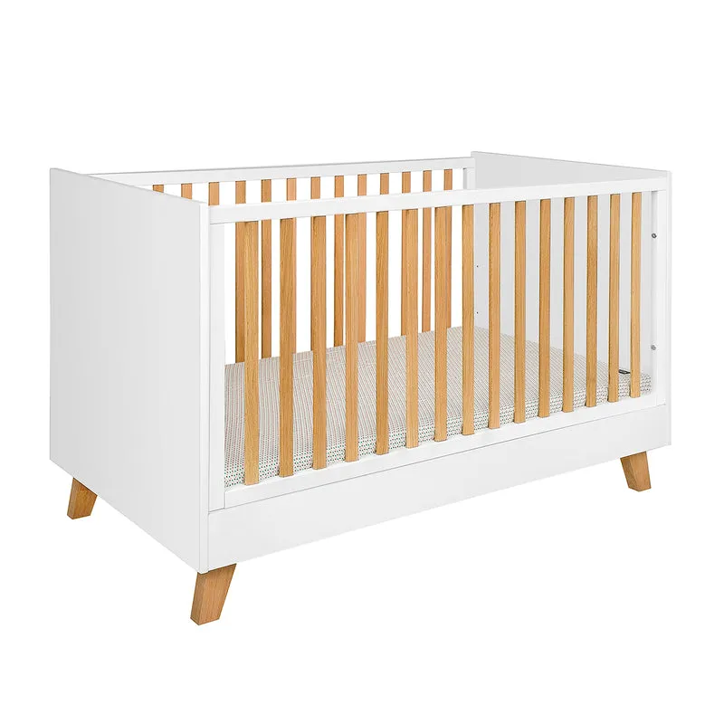 Chambre complète lit évolutif 70x140 commode à langer et armoire 2 portes Novelies Zara Blanc