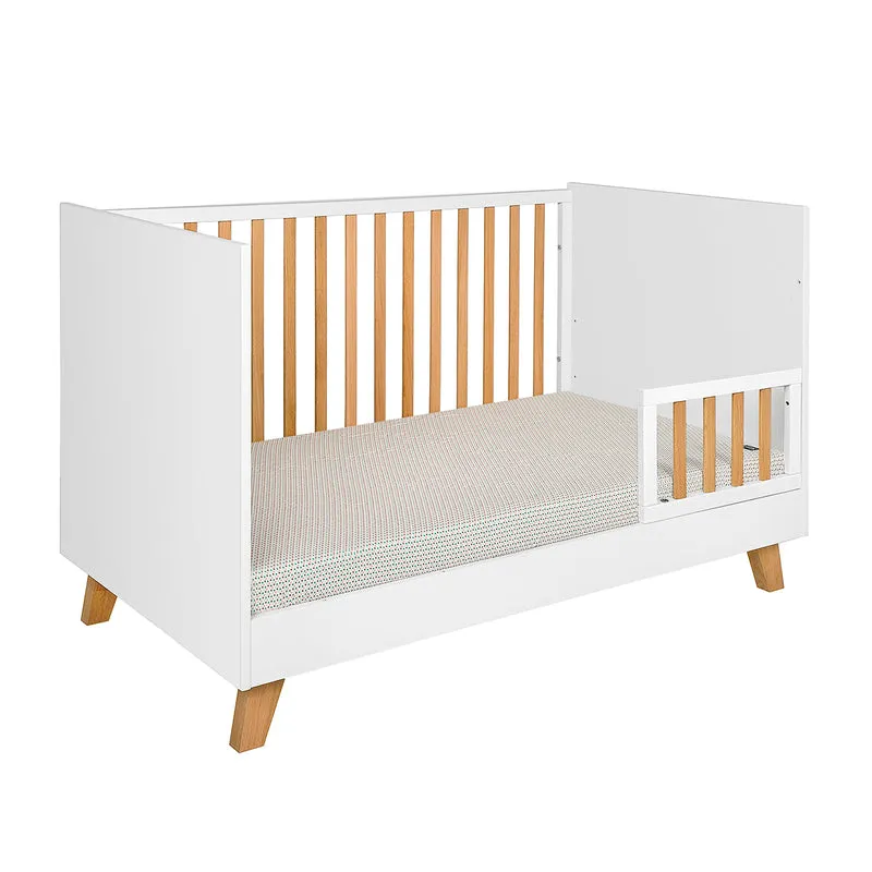 Chambre complète lit évolutif 70x140 commode à langer et armoire 2 portes Novelies Zara Blanc