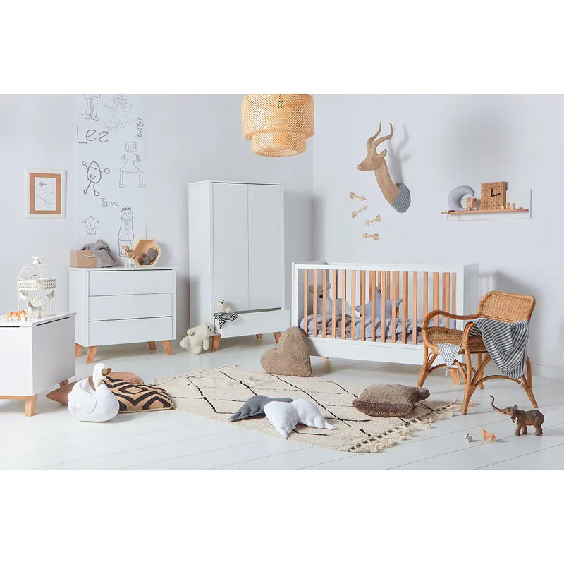 Lit évolutif 70x140 et commode 3 tiroirs Novelies Zara Blanc