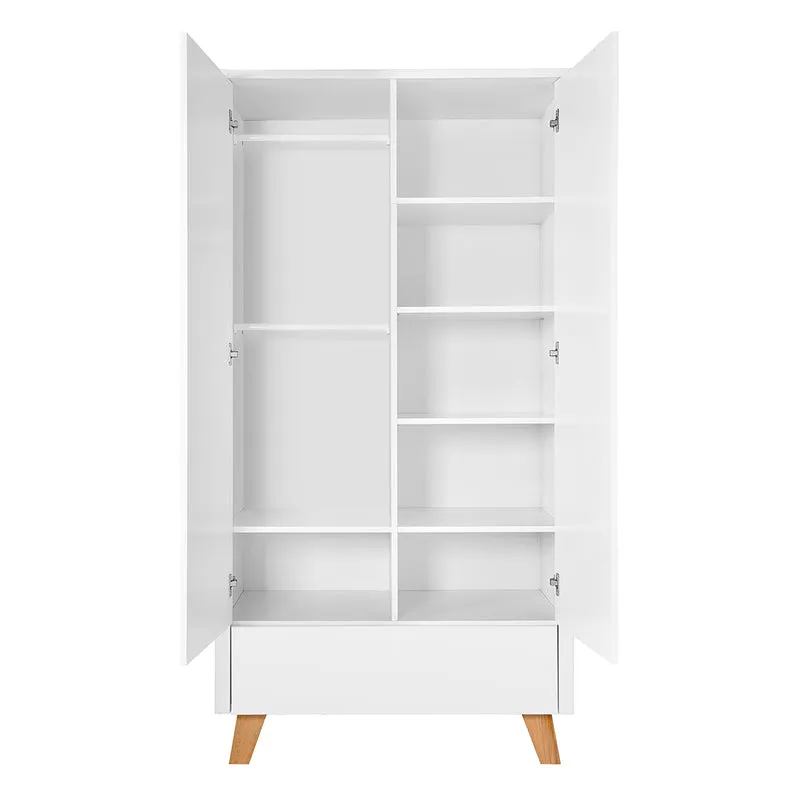 Lit évolutif 70x140 et armoire 2 portes Novelies Zara Blanc