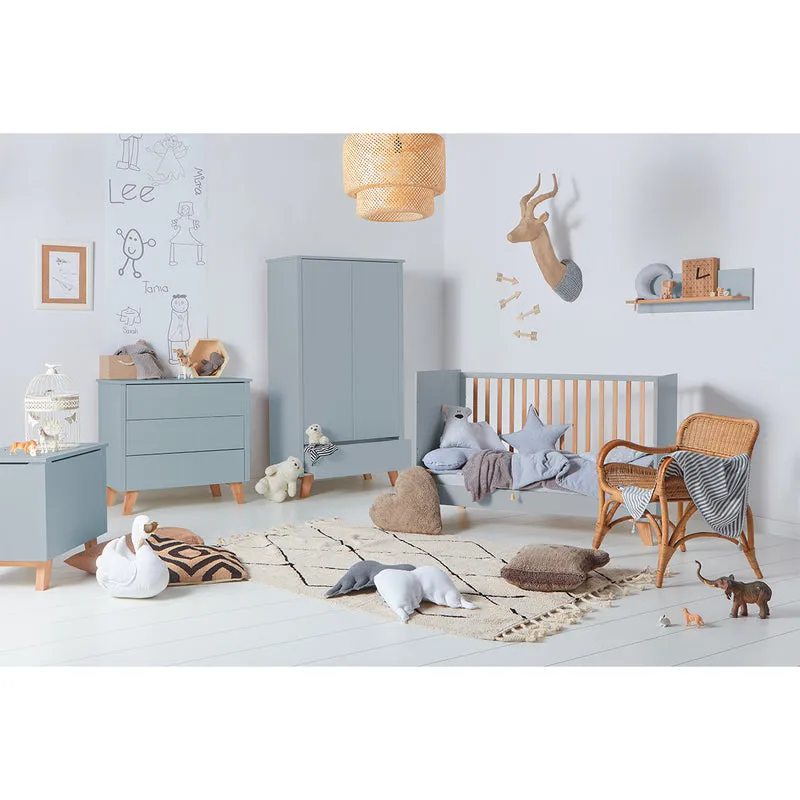 Lit évolutif 70x140 et armoire 2 portes Novelies Zara Gris