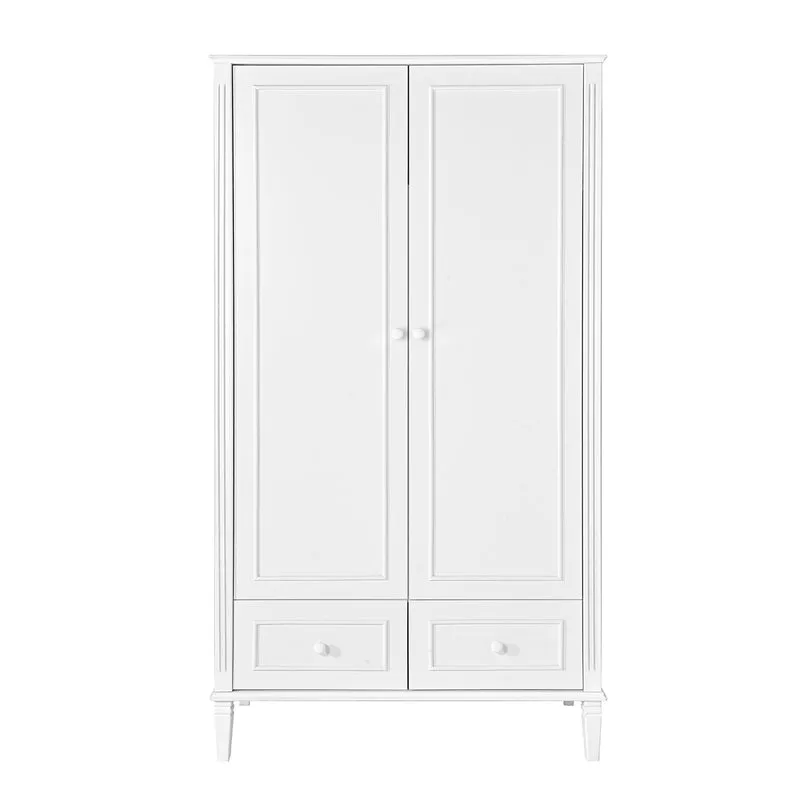 Chambre complète lit évolutif 70x140 commode à langer et armoire 2 portes Novelies Bianka Blanc