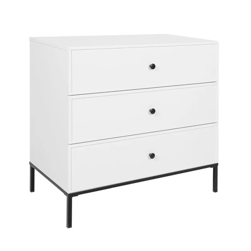 Lit évolutif 70x140 et commode 3 tiroirs Bellamy Lumi Blanc et noir