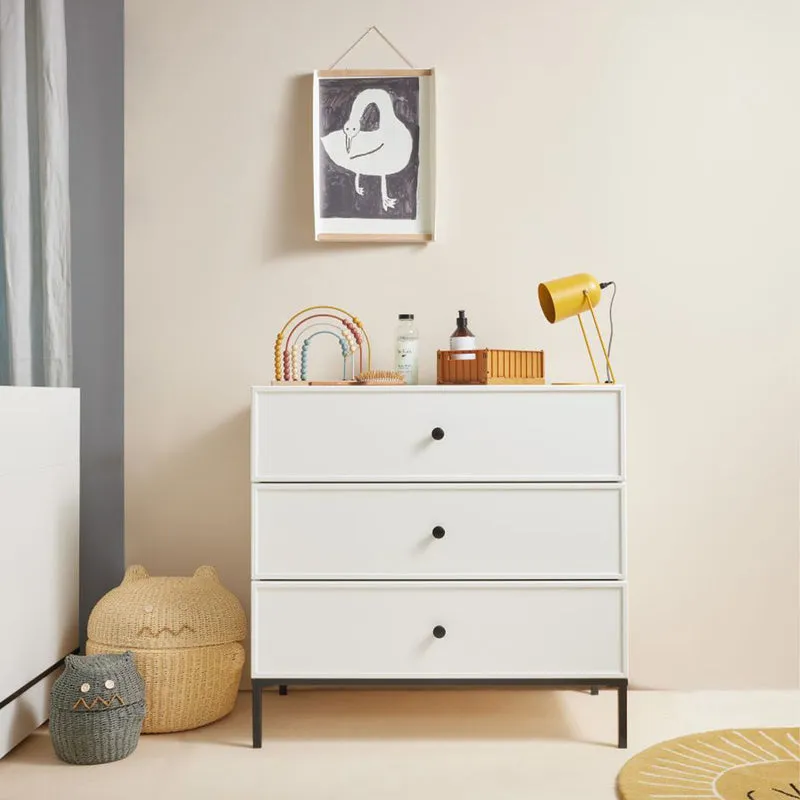 Commode 3 tiroirs Bellamy Lumi Blanc et noir